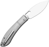 CJRB Sasaya Button Lock Knife Premium 3.5in S35VN Drop Point Blade Gray Titanium Handle For EDC Enthusiasts by CJRB