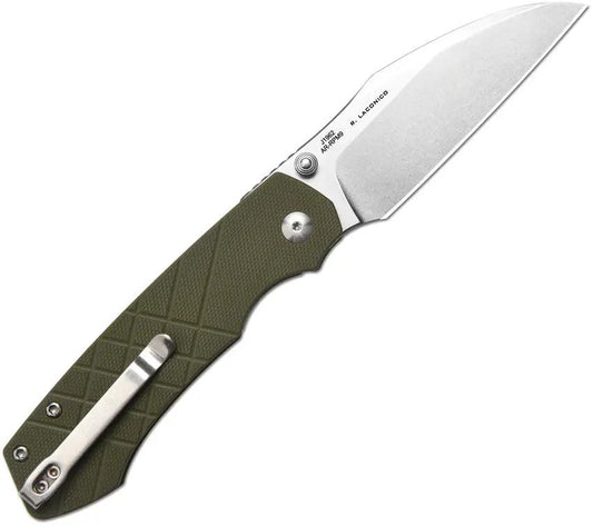 CJRB Kestrel Linerlock Knife Green G10 Handle 3.3 Inch Stonewash AR-RPM9 Wharncliffe Blade EDC by CJRB