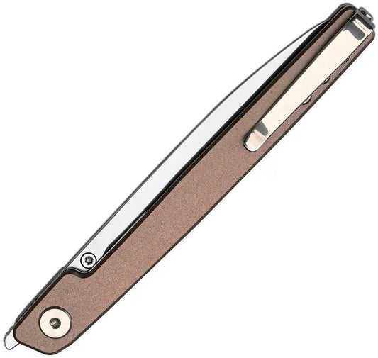 CJRB Lanky Liner Lock Champ J1965CP EDC Knife With 3.5 Inch AR RPM9 Blade And Champagne Aluminum Handle by CJRB