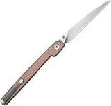 CJRB Lanky Liner Lock Champ J1965CP EDC Knife With 3.5 Inch AR RPM9 Blade And Champagne Aluminum Handle by CJRB