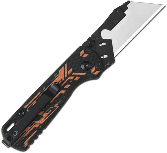 CJRB Boxer Button Lock Knife With 2Cr13 Steel Blade Black G10 Handle Includes 10 Extra Blades For EDC Enthusiasts by CJRB
