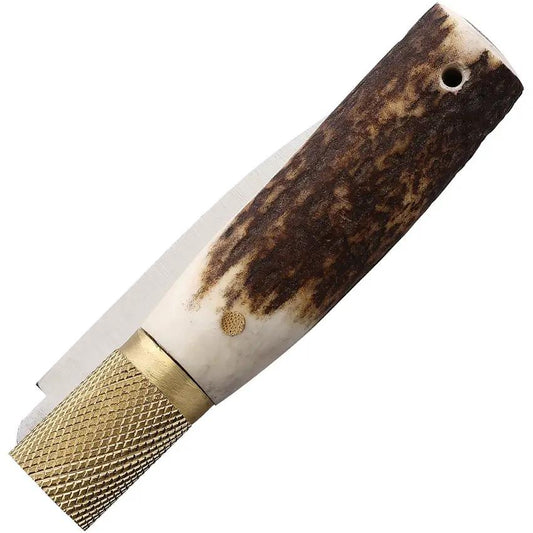 Jose Da Cruz Large Stag Folder CF.85.01.B - Satin Finish Stainless Blade, Stag Handle, Brass Ferrule, Box Included by JOSE DA CRUZ