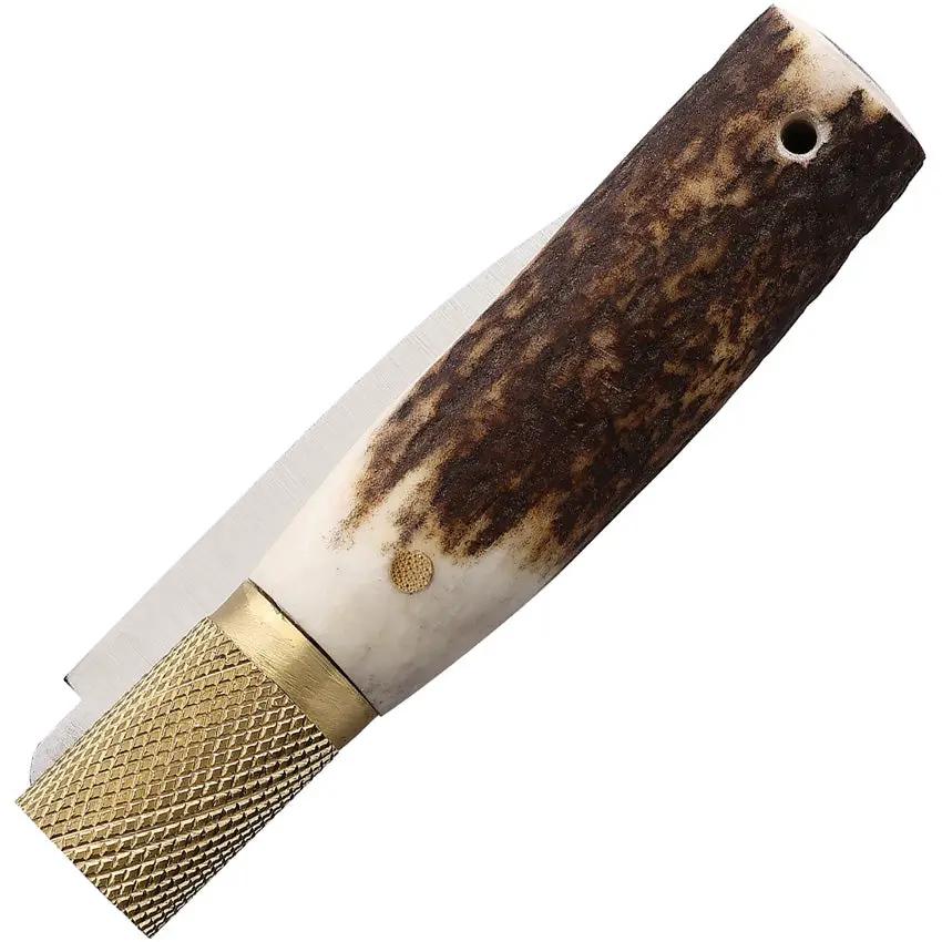 Jose Da Cruz Large Stag Folder CF.85.01.B - Satin Finish Stainless Blade, Stag Handle, Brass Ferrule, Box Included by JOSE DA CRUZ