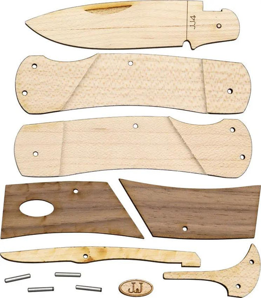 JJ's Knife Kit Lockback JJ4 - Complete Wooden Pocket Knife Craft Kit With All Parts And Instructions by JJ's Knife Kit