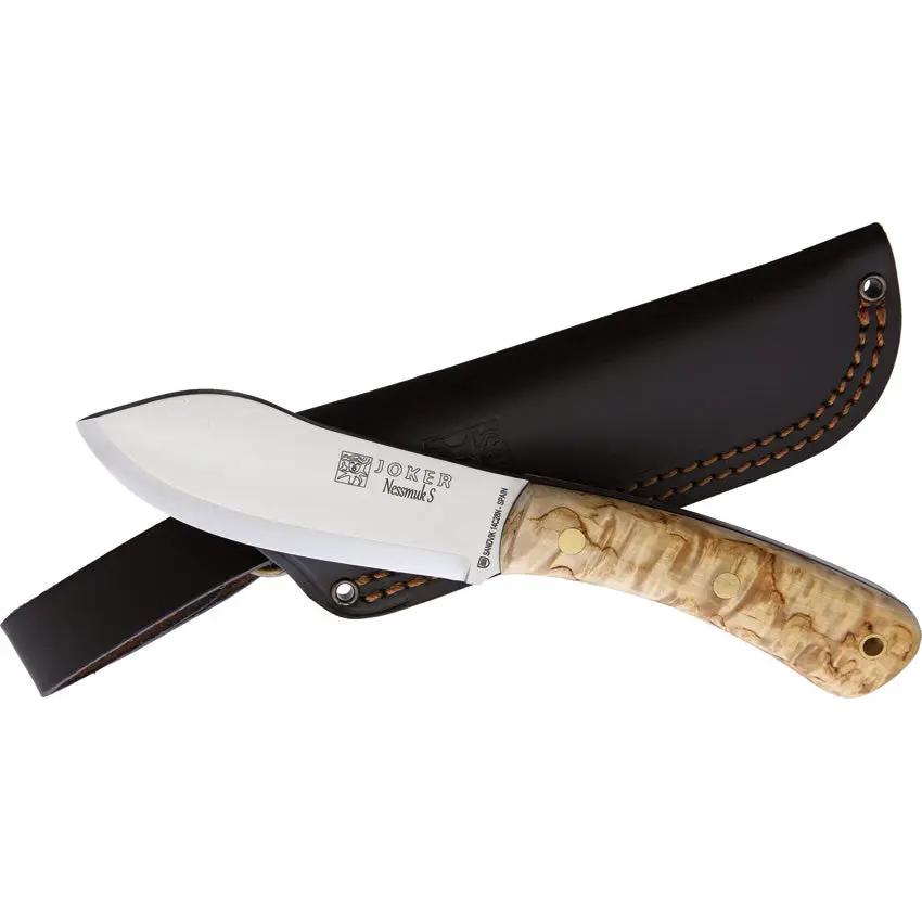 Joker Nessmuk S Fixed Blade Knife For Outdoor Enthusiasts Durable Curly Birch Handle 14C28N Full Tang by Joker