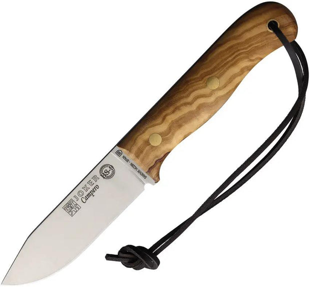 Joker Campero Fixed Blade Knife Olive Wood Handle CO112 Satin 14C28N Steel Full Tang For Campers by Joker