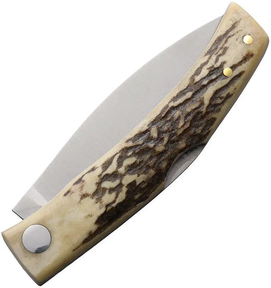 Joker Becada Lockback Knife Stag Bone Handle Premium 3in Satin 14C28N Blade For Collectors by Joker