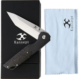 Kansept Knives Warrior Framelock - S35VN Tanto Blade With Black Titanium Handle And Carbon Fiber Inlay by Kansept Knives