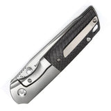 Kansept Warrior Framelock K1005T2 - CPM S35VN Tanto Blade with Gray Titanium Handle and Carbon Fiber Inlay by Kansept Knives