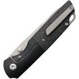 Kansept Knives Warrior Framelock Black K1005T6 - S35VN Drop Point Blade, Black Titanium Handle With Carbon Fiber Inlay by Kansept Knives