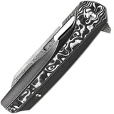 Kansept Knives Shard Framelock Neb CF Dam K1006C3 - Damascus Steel Blade With White Nebula Carbon Fiber Inlay by Kansept Knives