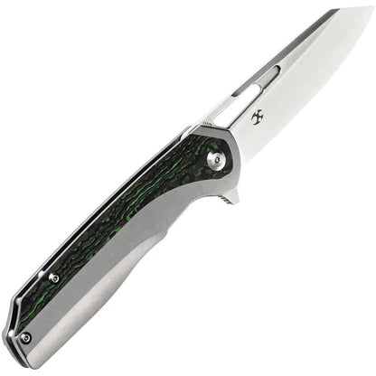 Kansept Knives Shard Framelock CF K1006L6 - Left Handed 3.5in Satin CPM S35VN Blade Titanium Handle Jungle CF Inlay by Kansept Knives