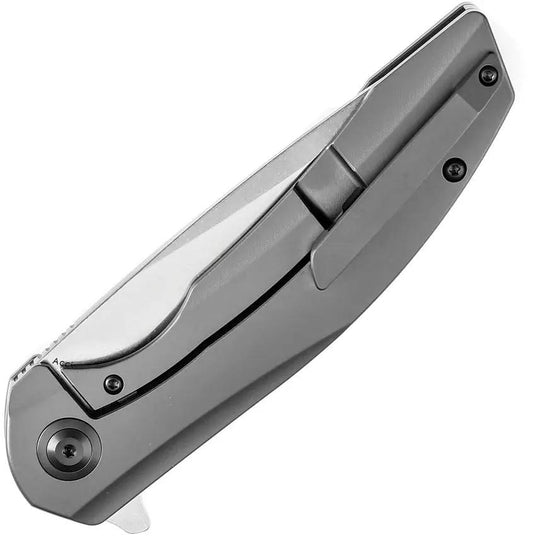 Kansept Knives Accipiter Framelock Green K1007E1 - S35VN Blade With Gray Titanium Handle And Green Carbon Fiber Inlay by Kansept Knives