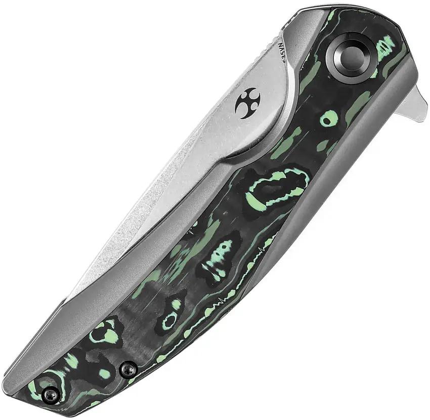 Kansept Knives Accipiter Framelock Green K1007E1 - S35VN Blade With Gray Titanium Handle And Green Carbon Fiber Inlay by Kansept Knives