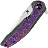 Kansept Knives Accipiter Framelock Timascus K1007E3 - Purple Timascus Inlay On Black Titanium Frame With S35VN Blade by Kansept Knives