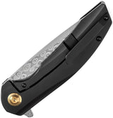 Kansept Knives Accipiter Framelock K1007E4 Damascus Blade Black Titanium Handle With Copper Foil Carbon Fiber Inlay by Kansept Knives
