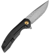 Kansept Knives Accipiter Framelock K1007E4 Damascus Blade Black Titanium Handle With Copper Foil Carbon Fiber Inlay by Kansept Knives