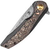 Kansept Knives Accipiter Framelock K1007E4 Damascus Blade Black Titanium Handle With Copper Foil Carbon Fiber Inlay by Kansept Knives