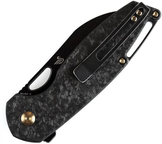 Kansept Knives Model 6 Framelock Shred CF - Carbon Fiber Handle and CPM-20CV Blade, Extended Tang, Pocket Clip by Kansept Knives