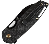 Kansept Knives Model 6 Framelock Shred CF - Carbon Fiber Handle and CPM-20CV Blade, Extended Tang, Pocket Clip by Kansept Knives