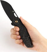 Kansept Knives Model 6 Framelock Shred CF - Carbon Fiber Handle and CPM-20CV Blade, Extended Tang, Pocket Clip by Kansept Knives