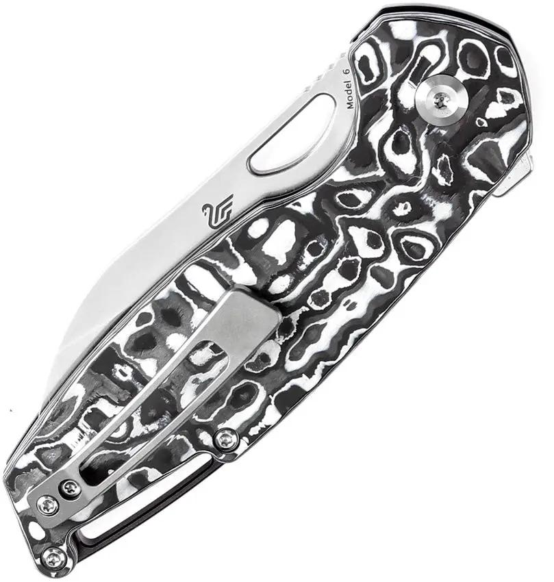 Kansept Knives Model 6 Linerlock Left-Handed - 3.25in CPM-20CV Wharncliffe Blade Nebula Carbon Fiber Handle by Kansept Knives