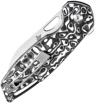 Kansept Knives Model 6 Linerlock Left-Handed - 3.25in CPM-20CV Wharncliffe Blade Nebula Carbon Fiber Handle by Kansept Knives