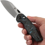 Kansept Knives Model 6 Crossbar Lock Arctic K1022V4 - S35VN Satin Sheepsfoot Blade, Arctic Storm Carbon Fiber Handle by Kansept Knives