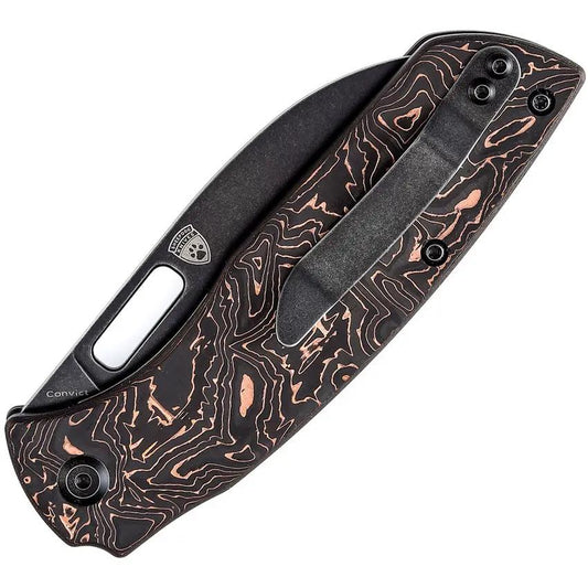 Kansept Knives Convict Framelock Copper CF K1023A4 - CPM-20CV Blade With Copper Carbon Fiber Handle by Kansept Knives