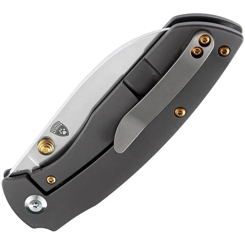 Kansept Knives Convict Framelock Gray - S35VN Blade, Gray Anodized Titanium Handle by Kansept Knives