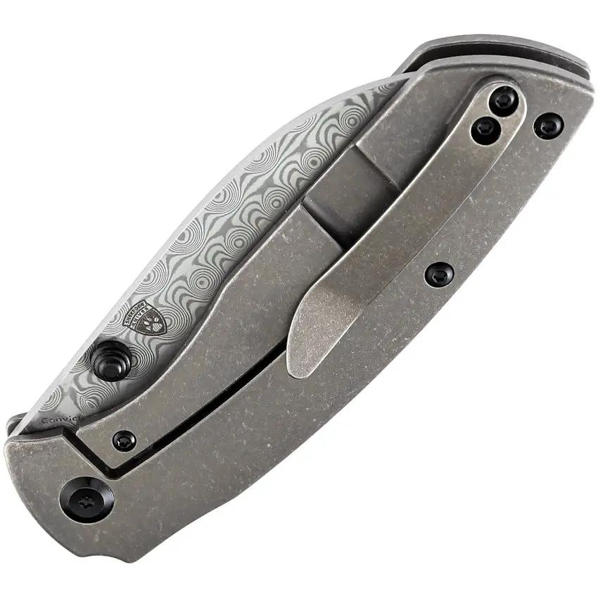 Kansept Knives Convict Framelock Bronze K1023B4 Damascus Blade With Bronze Anodized Titanium Handle by Kansept Knives