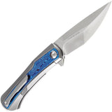 Kansept Knives Kratos Framelock Timascus K1024A3 - Satin CPM S35VN Blade, Timascus Inlay, Gray Titanium Handle by Kansept Knives