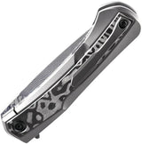 Kansept Knives Kratos Framelock - Damascus Blade, Gray Titanium Handle With Black Rose Carbon Fiber Inlay, 5 Inch Closed by Kansept Knives