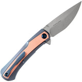Kansept Knives Kratos Framelock - Blue Anodized Titanium Handle With Red Copper Inlay CPM S35VN Blade by Kansept Knives