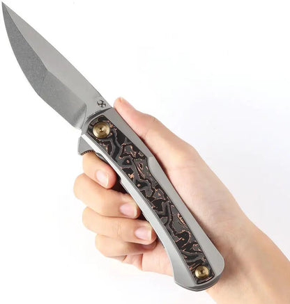Kansept Knives Kratos Framelock Copper CF K1024A7 - S35VN Blade With Copper Foil Carbon Fiber Inlay by Kansept Knives
