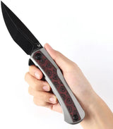 Kansept Knives Kratos Framelock Red Black CF Inlay Titanium Handle CPM S35VN Blade 4 Inch - Premium S35VN Blade by Kansept Knives