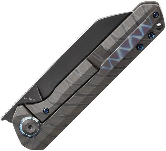 Kansept Knives Bulldozer Framelock Tiger - BlackWash CPM-20CV Blade With Tiger Striped Titanium Handle by Kansept Knives