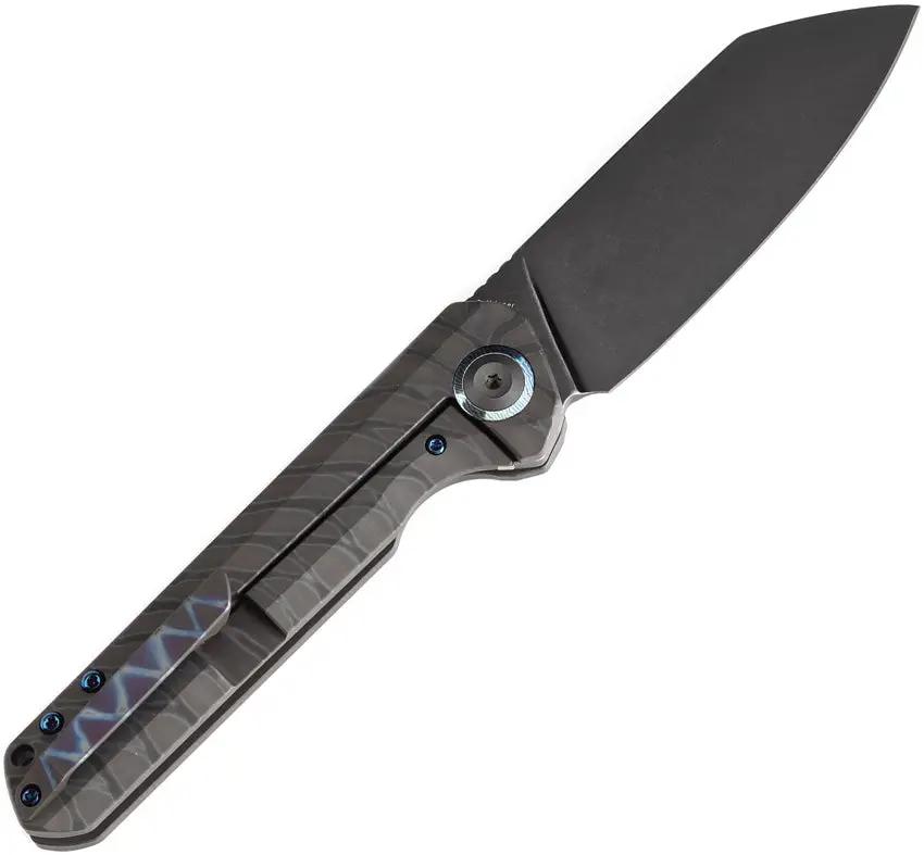 Kansept Knives Bulldozer Framelock Tiger - BlackWash CPM-20CV Blade With Tiger Striped Titanium Handle by Kansept Knives