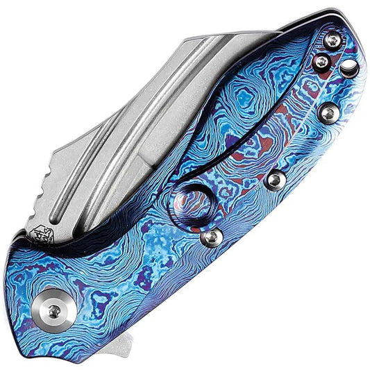 Kansept Knives KTC3 Linerlock Timascus Handle Knife - CPM S35VN Blade, 4 Inch Closed, Pocket Clip by Kansept Knives