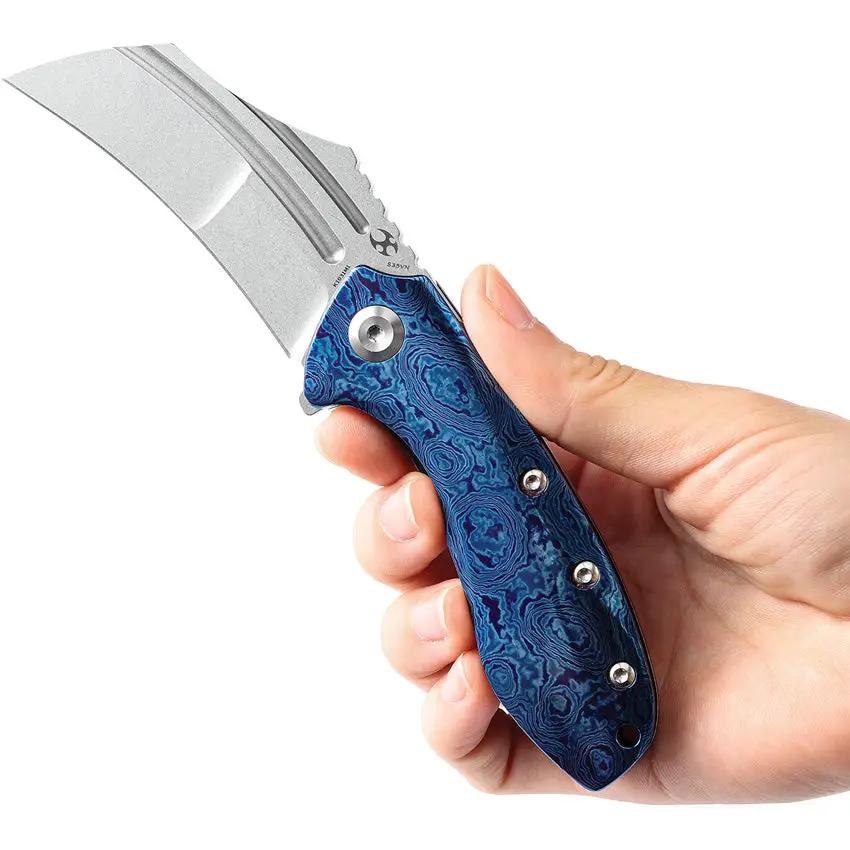 Kansept Knives KTC3 Linerlock Timascus Handle Knife - CPM S35VN Blade, 4 Inch Closed, Pocket Clip by Kansept Knives