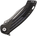 Kansept Knives Pretatout Framelock Dam CF - Damascus Tanto Blade Extended Tang Carbon Fiber And G10 Handle by Kansept Knives