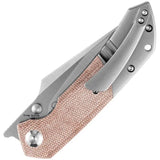 Kansept Knives Fenrir Linerlock Brown Micarta Inlay - Satin CPM S35VN Blade With Gray Titanium Handle And Clip by Kansept Knives
