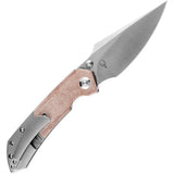 Kansept Knives Fenrir Linerlock Brown Micarta Inlay - Satin CPM S35VN Blade With Gray Titanium Handle And Clip by Kansept Knives