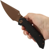 Kansept Knives Fenrir Framelock - Rose Gold Blade With Blackwash Textured Titanium Handle by Kansept Knives