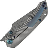 Kansept Knives Fenrir Framelock Damascus K1034C4 - Damascus Wharncliffe Blade With Bead Blast Titanium Handle by Kansept Knives