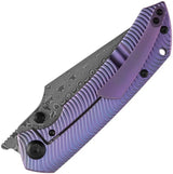 Kansept Knives Fenrir Framelock Damascus PPL K1034C5 - Purple Anodized Titanium Handle With Water Ripple Texture by Kansept Knives