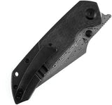 Kansept Knives Fenrir Crossbar Lock Twill CF - Damascus Wharncliffe Blade With BlackWash Finish by Kansept Knives