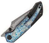 Kansept Knives Fenrir Crossbar Lock Lightning K1034D2 - Damascus Wharncliffe Blade BlackWash Titanium Handle by Kansept Knives