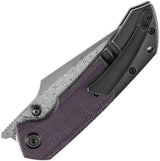Kansept Knives Fenrir Linerlock - Purple Micarta Inlay Damascus Blade With Extended Tang by Kansept Knives