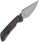 Kansept Knives Fenrir Linerlock - Purple Micarta Inlay Damascus Blade With Extended Tang by Kansept Knives